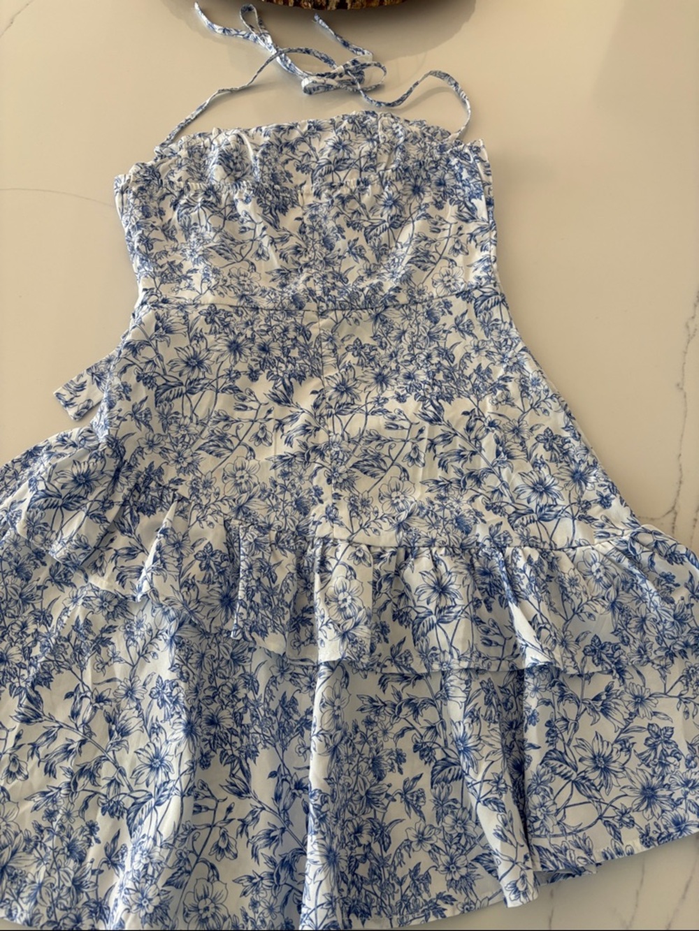 Blue Floral Ruffle Sundress - Picture 2 of 3